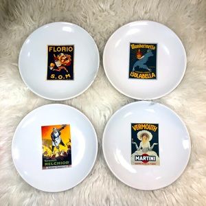 Pottery Barn Cocktail Plates Set of 4 Vintage Art Deco